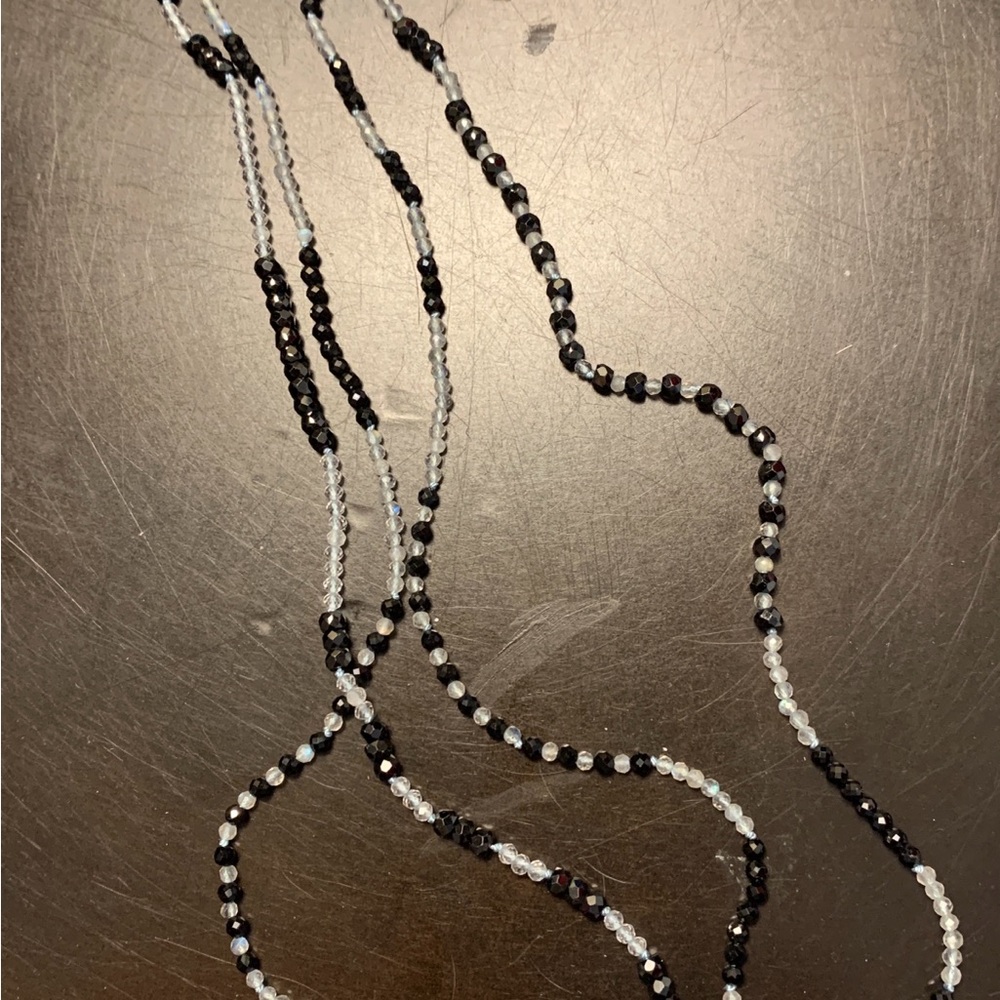 Handmade Black Zircon and White Zircon and Labradorite Necklace